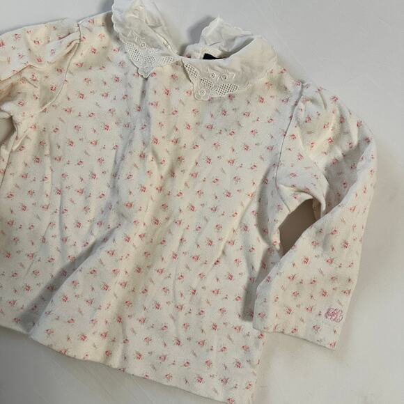 Ralph Lauren Floral Peter Pan Collar Long Sleeve Top W/ Button Down Back Sz 12m - Picture 2 of 8